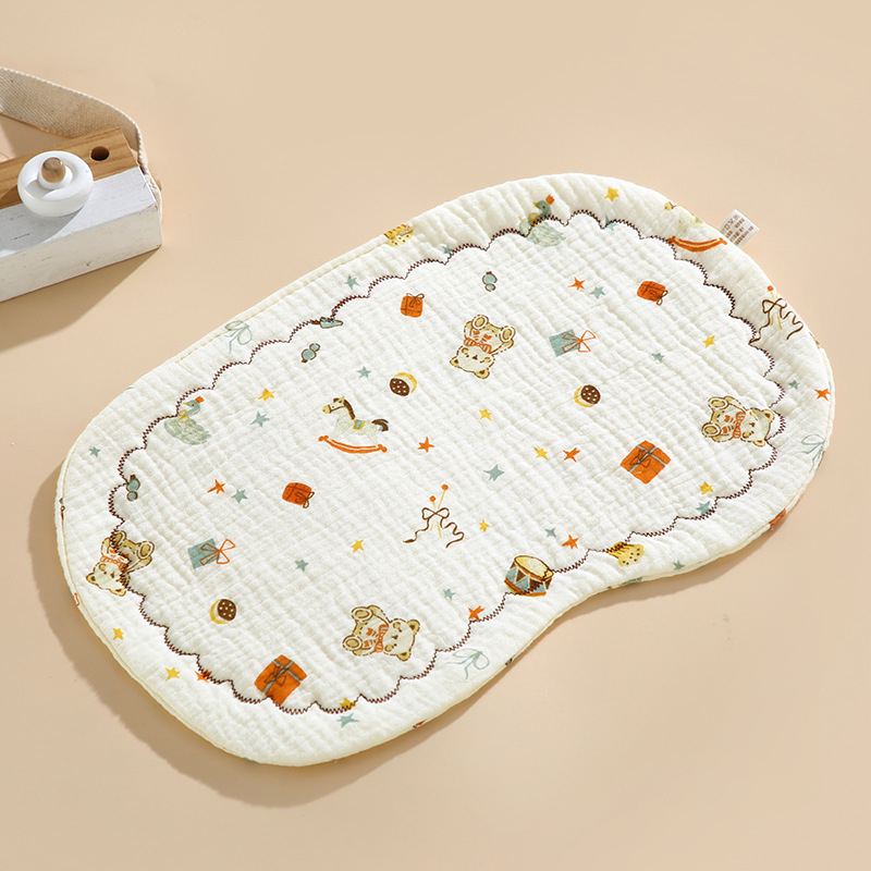 Бебешка плоска възглавничка – чист памук, карикатурен стил, клас А безопасност, за новородени, Moe Rabbit Babe