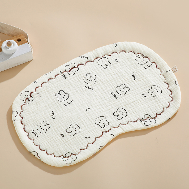 Бебешка плоска възглавничка – чист памук, карикатурен стил, клас А безопасност, за новородени, Moe Rabbit Babe