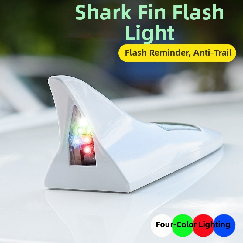 Solárna LED lampička s žraločou plutvou pre auto, proti kolíziám, 8 LED, dekoratívna anténa na streche