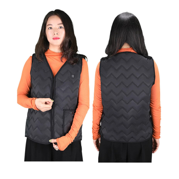 Ηλεκτρικό θερμαινόμενο γιλέκο, V-λαιμό, φερμουάρ, καρό βαμβακερό ύφασμα, λεπτό