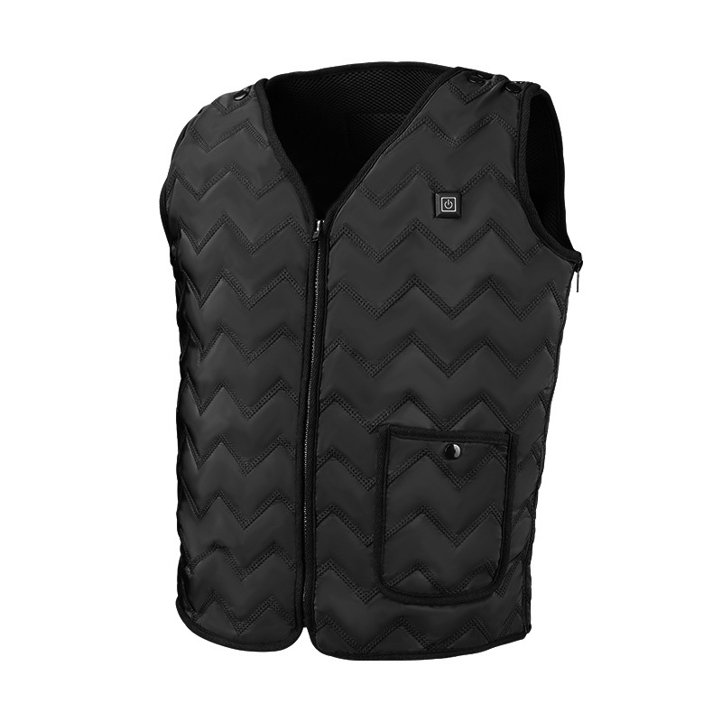 Ηλεκτρικό θερμαινόμενο γιλέκο, V-λαιμό, φερμουάρ, καρό βαμβακερό ύφασμα, λεπτό