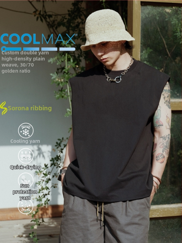 Безръкав Sweat Vest, свободна кройка, едноцветен модел, полиестер Corduroy плат, джоб с пришивка