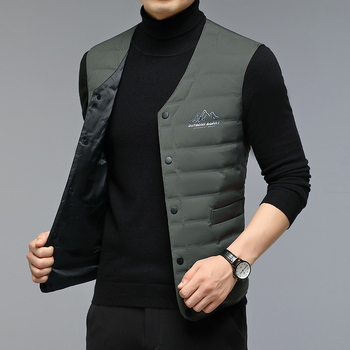 Muška zimska down vest jakna, 2025, gradski stil, sadržaj perja 86-90%, punjenje 60, poliester tkanina
