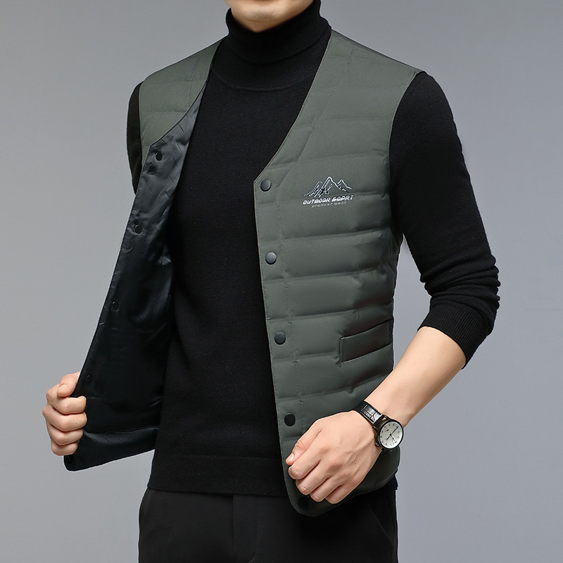 Muška zimska down vest jakna, 2025, gradski stil, sadržaj perja 86-90%, punjenje 60, poliester tkanina