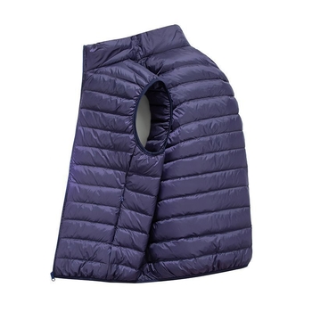Muški lagani down vest bez rukava, punjenje od guščeg perja 30–35%, tkanina od poliestera, debeli kroj, duljina 50–65 cm