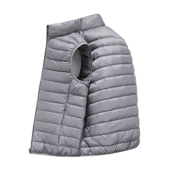 Muški lagani down vest bez rukava, punjenje od guščeg perja 30–35%, tkanina od poliestera, debeli kroj, duljina 50–65 cm