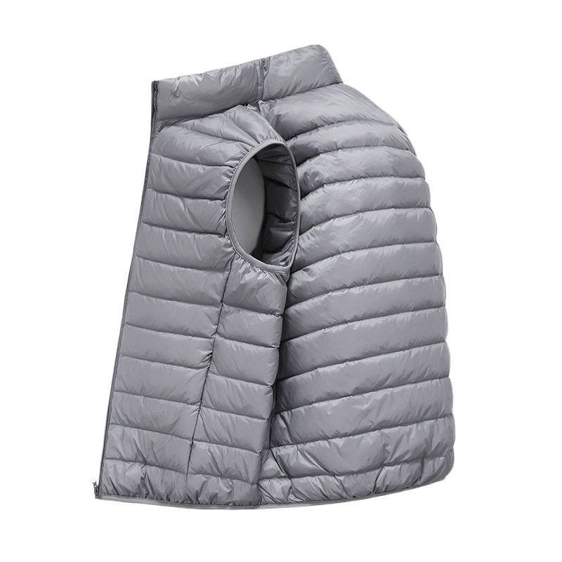 Muški lagani down vest bez rukava, punjenje od guščeg perja 30–35%, tkanina od poliestera, debeli kroj, duljina 50–65 cm
