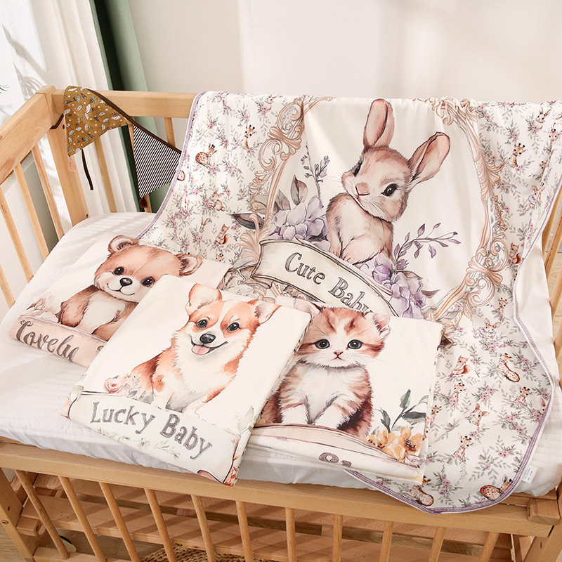 Meijia bell Baby Swaddle wrap - Dvostruki sloj, 100% pamuk, uzorak životinja/crtani, za novorođenčad 0–12 mjeseci