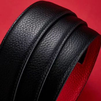 Мъжки кожен колан с автоматична катарама - горен слой кожа, катарама от цинкова сплав, стил лек лукс, електроплатинация и ембосинг