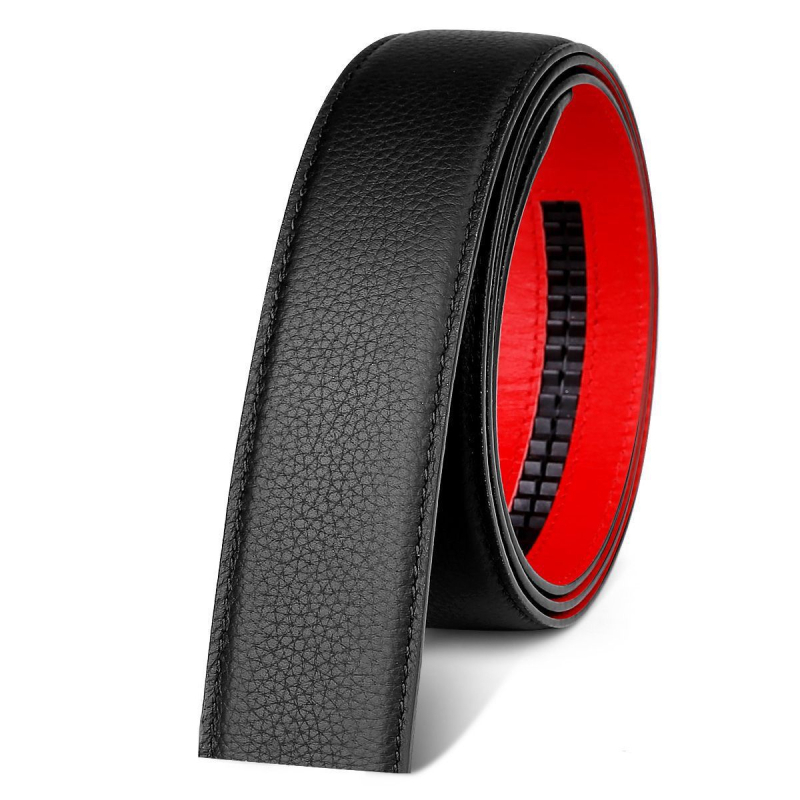 Мъжки кожен колан с автоматична катарама - горен слой кожа, катарама от цинкова сплав, стил лек лукс, електроплатинация и ембосинг