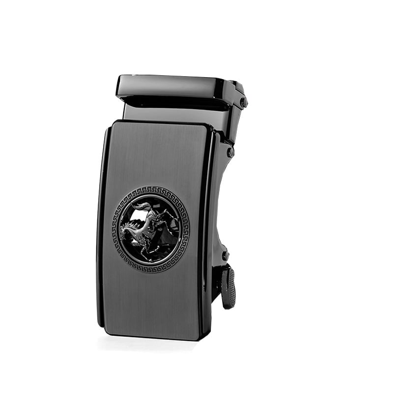 Мъжки кожен колан с автоматична катарама - горен слой кожа, катарама от цинкова сплав, стил лек лукс, електроплатинация и ембосинг