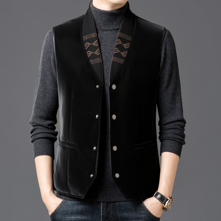 Κοντό γιλέκο χωρίς μανίκια με γέμισμα από πούπουλα, ύφασμα πολυεστέρα, στυλ πόλης, στενή εφαρμογή, στάντ γιακά με κουμπί