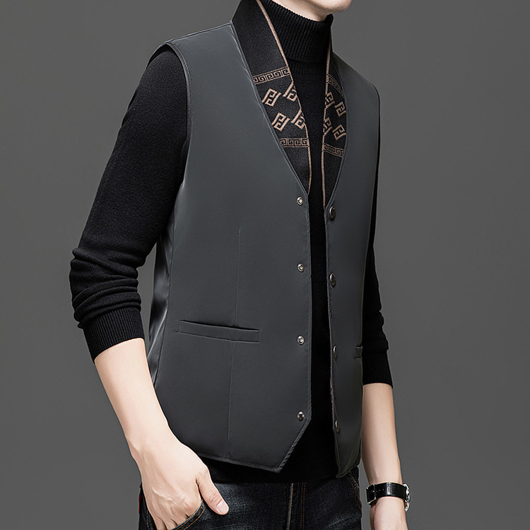 Κοντό γιλέκο χωρίς μανίκια με γέμισμα από πούπουλα, ύφασμα πολυεστέρα, στυλ πόλης, στενή εφαρμογή, στάντ γιακά με κουμπί