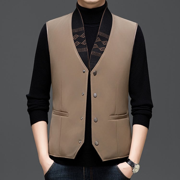 Κοντό γιλέκο χωρίς μανίκια με γέμισμα από πούπουλα, ύφασμα πολυεστέρα, στυλ πόλης, στενή εφαρμογή, στάντ γιακά με κουμπί