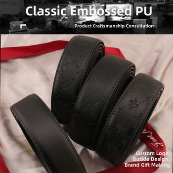 Muški remen od PU kože s reljefnim uzorkom, automatska kopča, širina 2–4 cm, korejski stil.