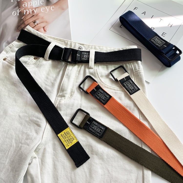 Platneni remen, unisex, kopča s dvostrukim prstenom, željezna kopča, svestran svakodnevni stil