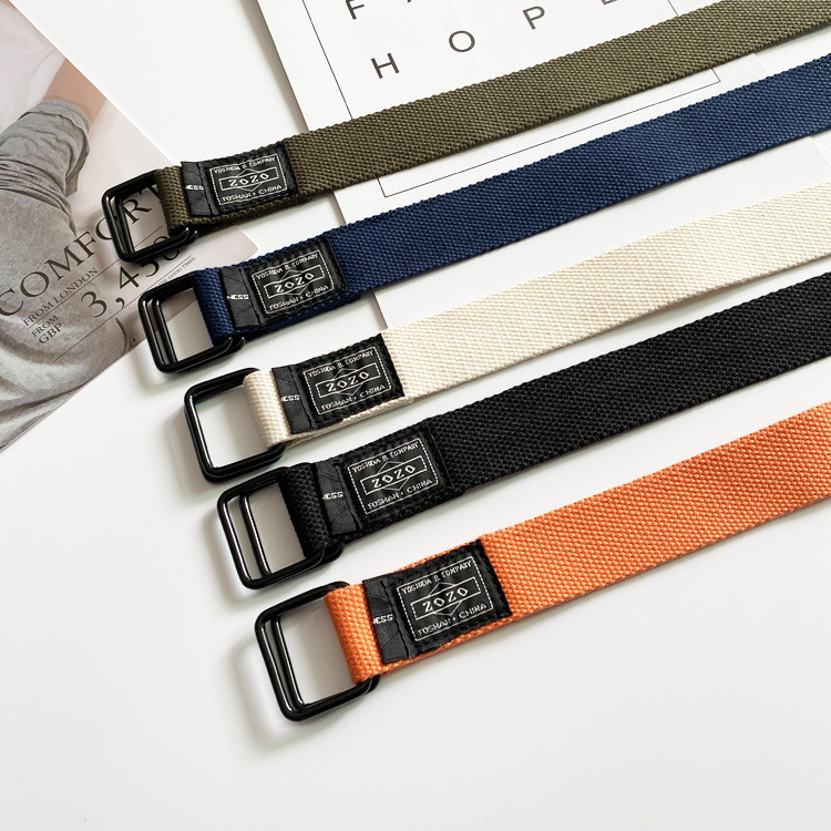 Platneni remen, unisex, kopča s dvostrukim prstenom, željezna kopča, svestran svakodnevni stil