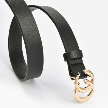 женски колан от имитирана кожа с катарама от сплав, закопчаване с щракване, ширина 2–4 см, минималистичен елегантен бизнес стил, дизайн Double-C