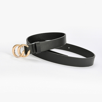 женски колан от имитирана кожа с катарама от сплав, закопчаване с щракване, ширина 2–4 см, минималистичен елегантен бизнес стил, дизайн Double-C