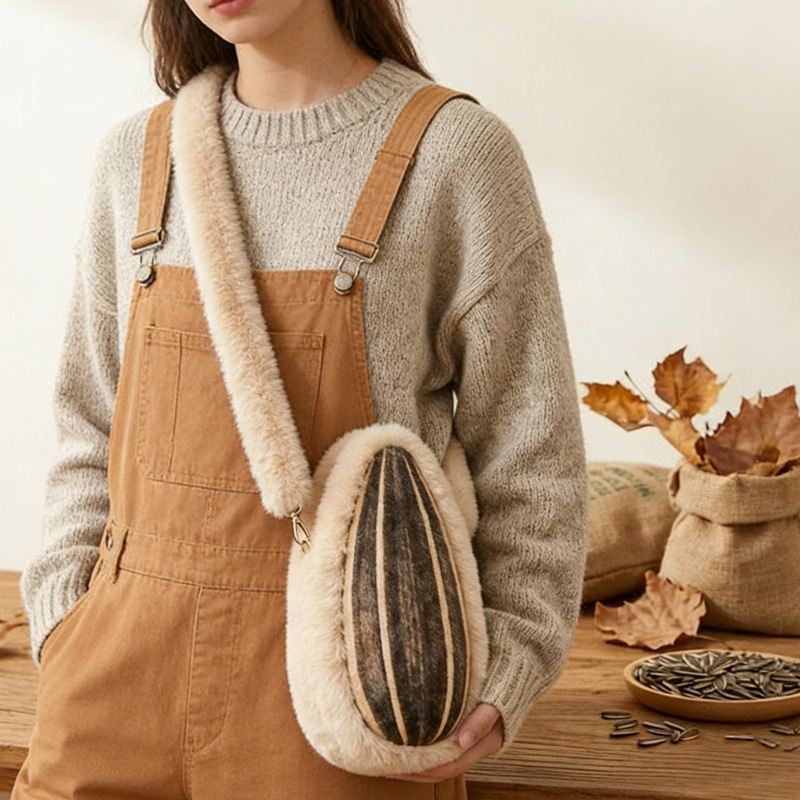 Crossbody torba u obliku sjemenke dinje, zatvarač, poliester, jedna naramenica