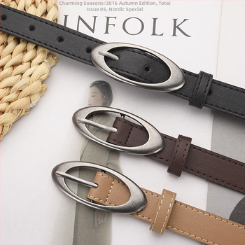 Ženski kaiš - umjetna koža; kopča od legure; kopča na iglu; širina: uska (<2 cm); elektroplatiranje