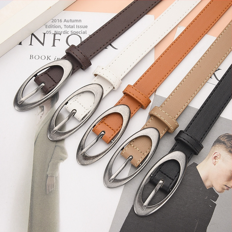 Ženski kaiš - umjetna koža; kopča od legure; kopča na iglu; širina: uska (<2 cm); elektroplatiranje