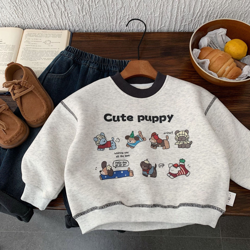 Dječja pamučna duksa s karikaturnim uzorkom, debeli zimski pulover, unisex, uzrast 3–8 godina