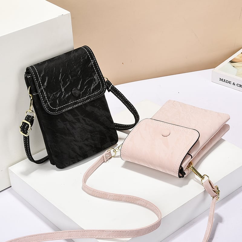 Ženska mini crossbody torbica za telefon, vertikalni dizajn, boje karamele