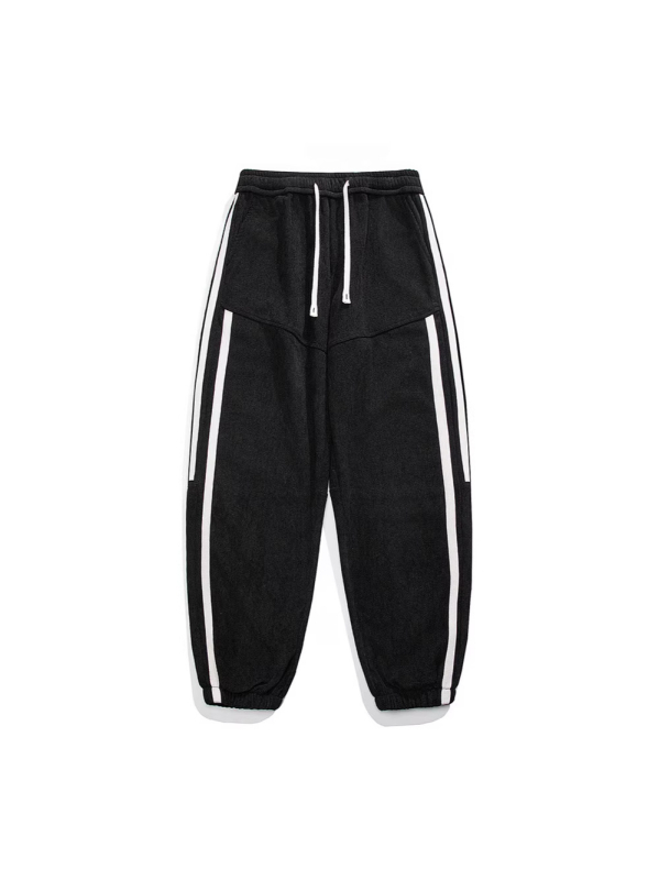 Muške dugačke sportske hlače, oprani poliester, blaga elastičnost, ravni kroj, srednji pojas, Hong Kong stil