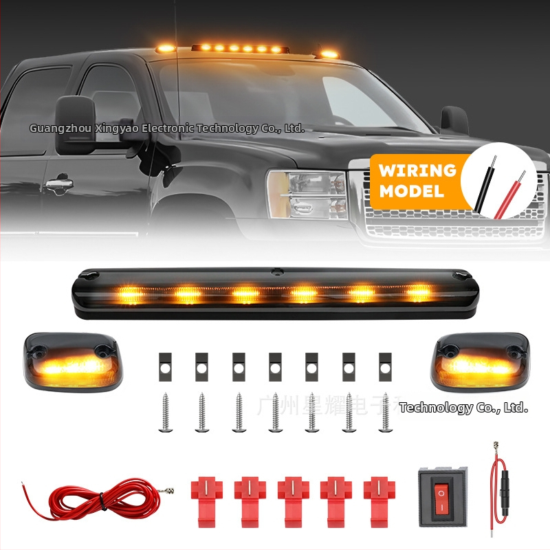 LED svetlá na streche pickupu, set 3 kusov, 12V, 2500LM, ABS+LED, 20W