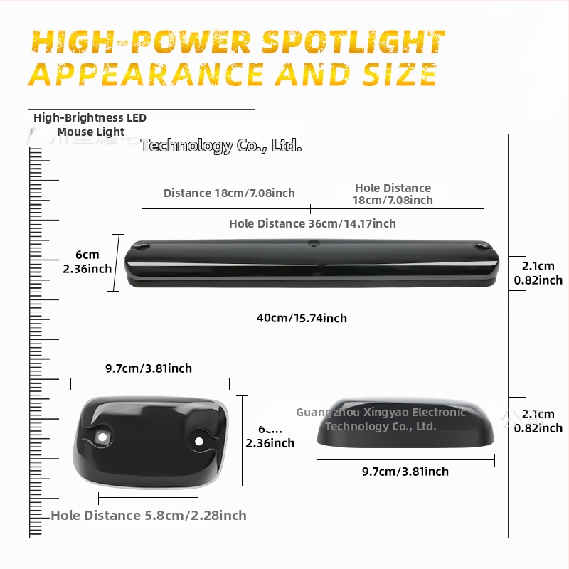 LED svetlá na streche pickupu, set 3 kusov, 12V, 2500LM, ABS+LED, 20W