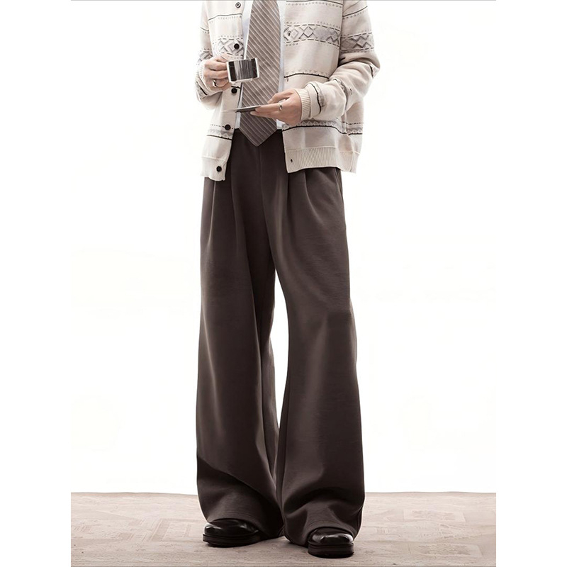 Muške jogging hlače s A-krojem, široke nogavice, srednji pojas, mikroelastičnost, debelo tkivo, jesen-zima, svakodnevno nošenje