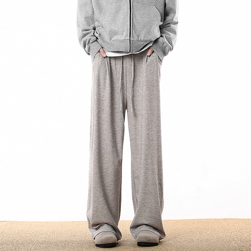Muške jogging hlače s A-krojem, široke nogavice, srednji pojas, mikroelastičnost, debelo tkivo, jesen-zima, svakodnevno nošenje