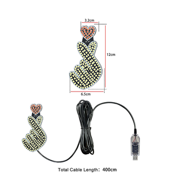 Unutarnja dekorativna svjetiljka automobila u obliku srca, USB napajanje, 5W, 5V, 0.1A, model Pen Core, fiberglass