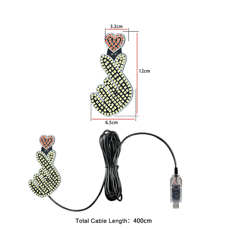 Unutarnja dekorativna svjetiljka automobila u obliku srca, USB napajanje, 5W, 5V, 0.1A, model Pen Core, fiberglass