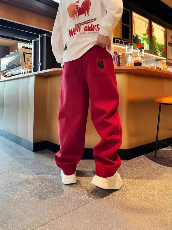 Muške hlače za slobodno vrijeme s ravnim krojem i flis podstavom, 100% poliester, srednji pojas