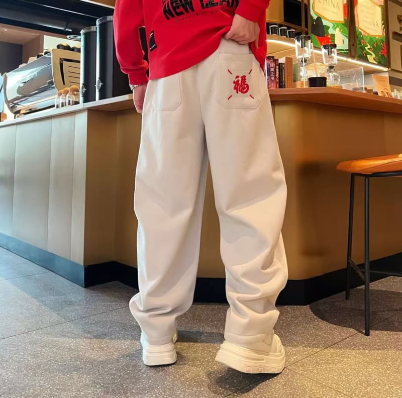 Muške hlače za slobodno vrijeme s ravnim krojem i flis podstavom, 100% poliester, srednji pojas