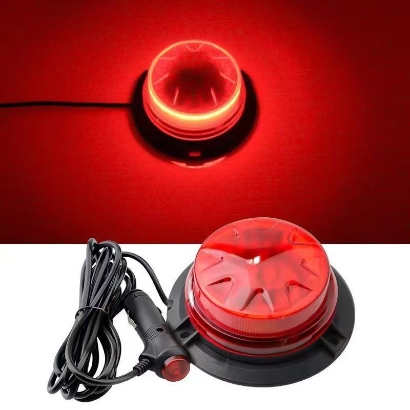 Automobilska magnetska stropna strob svjetiljka – 12-24V, LED, oblik Plum Blossom, rotirajuća