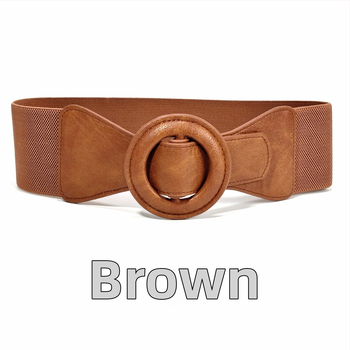 PU кожен колан за талия за рокли и палта, широк стил, distressed ефект, закопчаване с японски бутон, марка 001