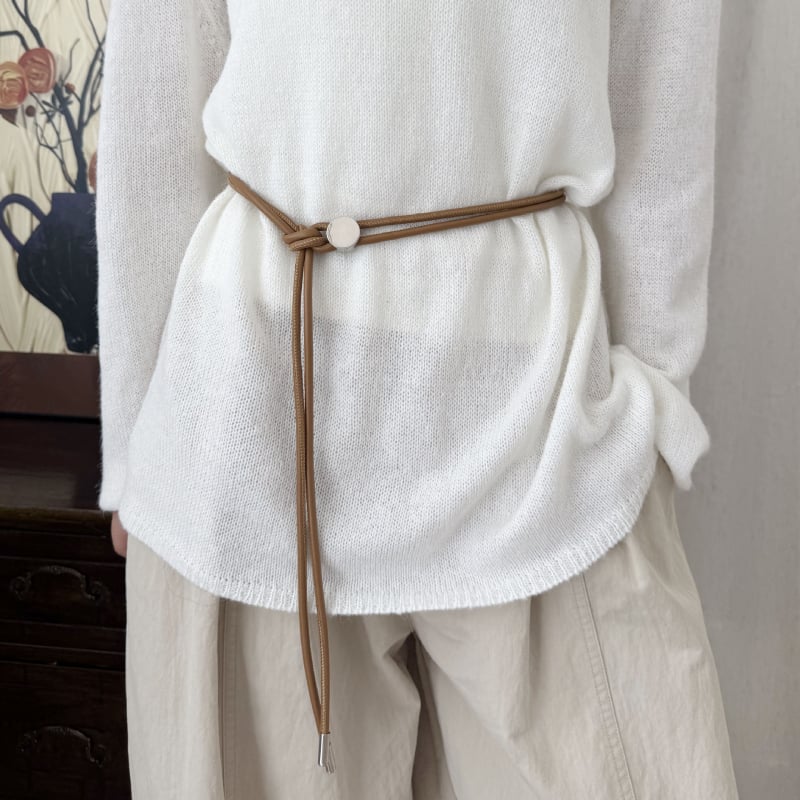 PU pojas s čvorom, metalna kopča, zatvaranje remenom, uska širina (<2 cm), elektroplating završna obrada