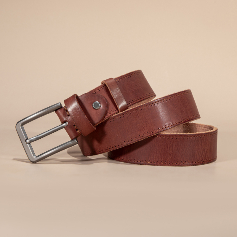 Muški kožni pojas od prvog sloja teleće kože, spona od legure, kopča sa šiljkom, širina 2-4 cm, vintage stil, nacionalni trend