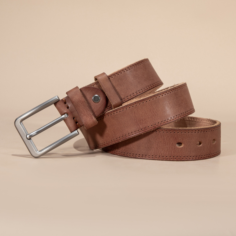 Muški kožni pojas od prvog sloja teleće kože, spona od legure, kopča sa šiljkom, širina 2-4 cm, vintage stil, nacionalni trend