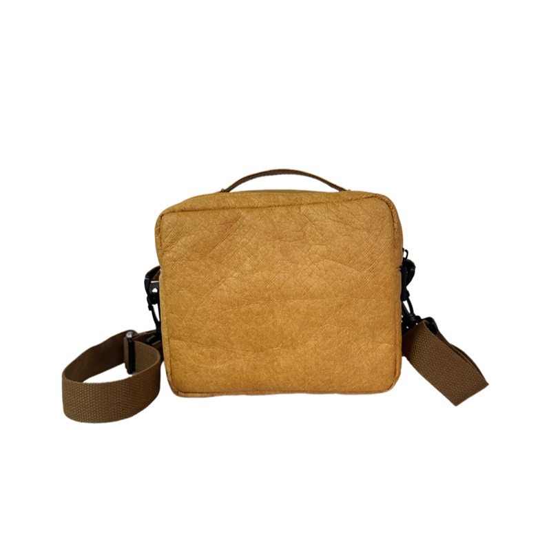 Crossbody torba od kraft papira, ulični stil, zatvarač na zip, vertikalni kvadratni oblik, unutarnji pretinci: pretinac sa zipom, pretinac za telefon, pretinac za dokumente