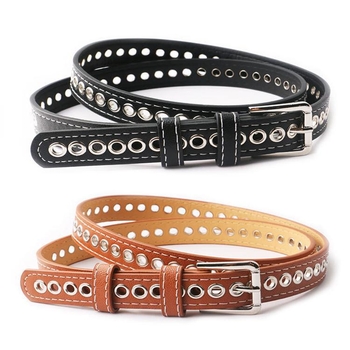 PU кожа женски колан с катарама от сплав – прорезен дизайн, ширина 2–4 см, сладък колеж стил