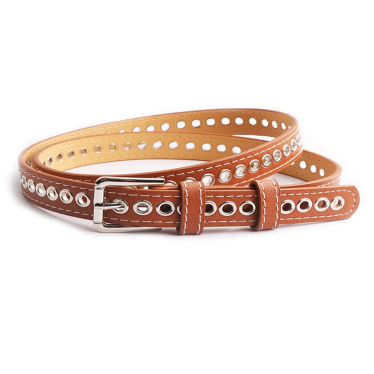 PU кожа женски колан с катарама от сплав – прорезен дизайн, ширина 2–4 см, сладък колеж стил