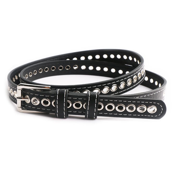 PU кожа женски колан с катарама от сплав – прорезен дизайн, ширина 2–4 см, сладък колеж стил