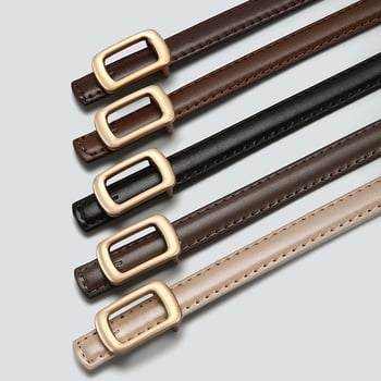 Дамски колан от PU кожа, тънък модел, катарама от сплав, гладко щракване, ширина под 2 см, корейски сладък стил