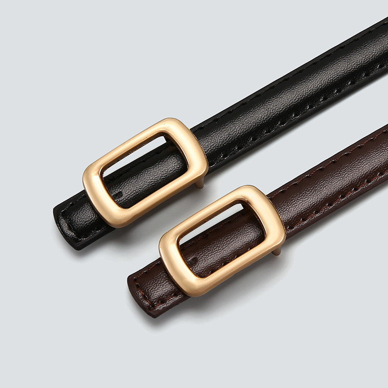 Дамски колан от PU кожа, тънък модел, катарама от сплав, гладко щракване, ширина под 2 см, корейски сладък стил