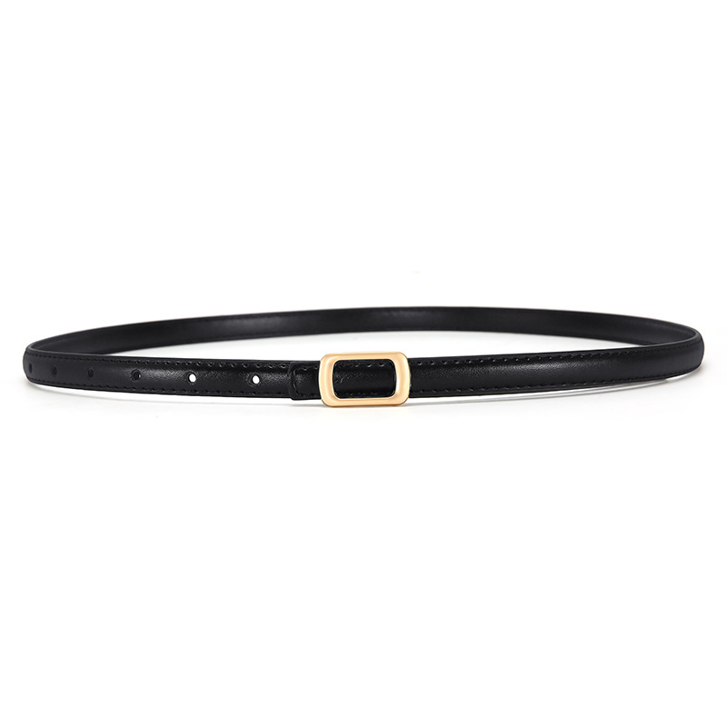 Дамски колан от PU кожа, тънък модел, катарама от сплав, гладко щракване, ширина под 2 см, корейски сладък стил