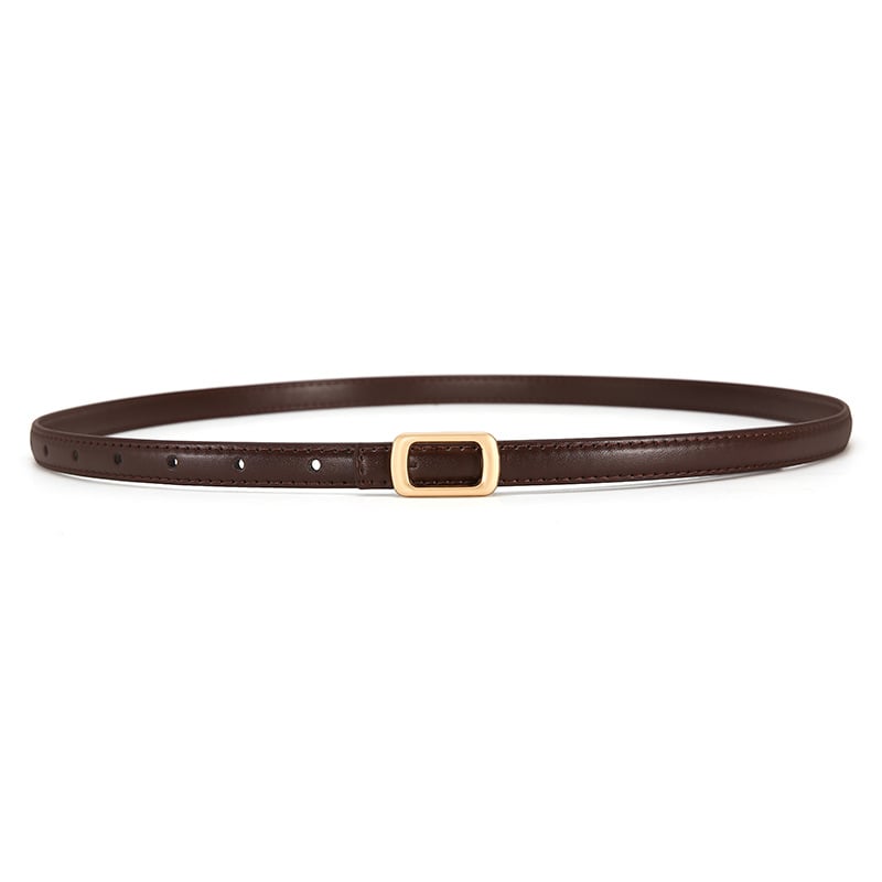 Дамски колан от PU кожа, тънък модел, катарама от сплав, гладко щракване, ширина под 2 см, корейски сладък стил